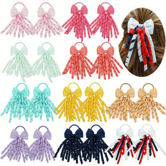 20pcs Hair Tie With Bowknot Tassel Hair Rope for Women Girls