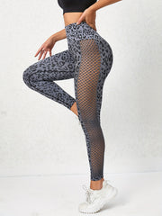 Leopard Print Hollow Out Sports Leggings High Waist Yoga Pants