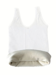Plush Lined Thermal Underwear Top V Neck Tank