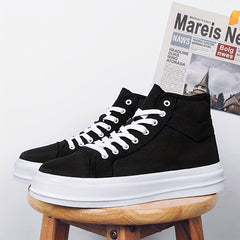 High Top Lace Up Canvas Shoes Non Slip Casual Flats