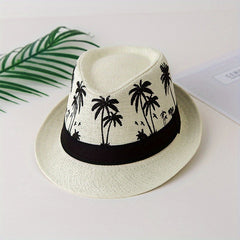 Palm Tree Jazz Hat Sun Protection Unisex Straw Hat
