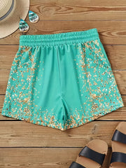 Coconut Tree & Letter Drawstring Shorts for Women