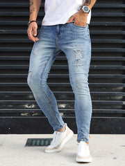 Slim Fit Ripped Jeans Mens Distressed Stretch Denim