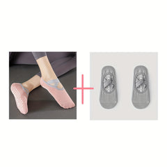 Non Slip Cross Strap Yoga Socks Silicone Padded Low Cut Sport Socks