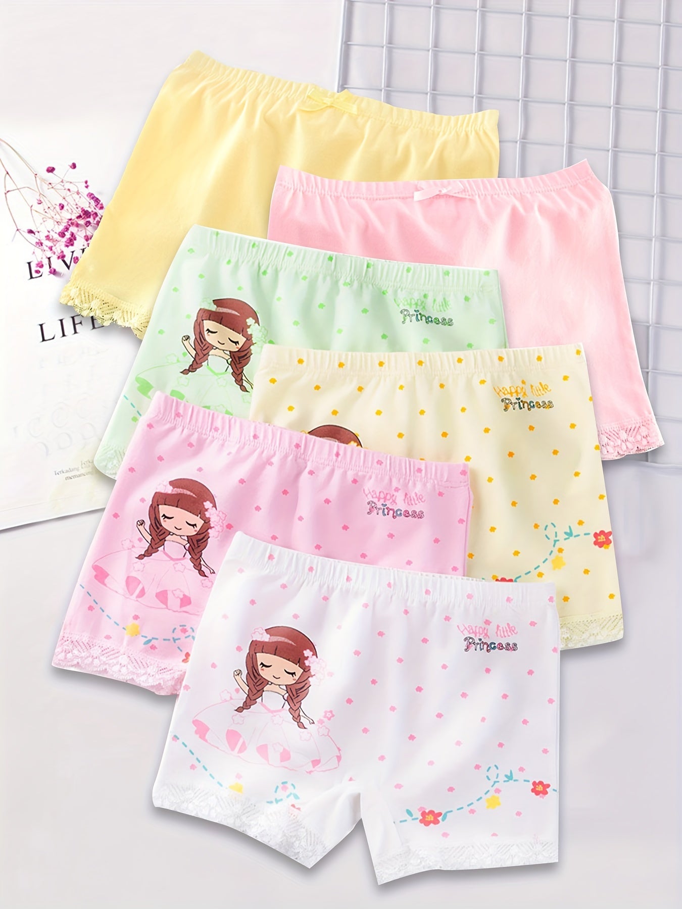 6pcs Safety Leggings Pants For Girls Elastic Waist Underwear