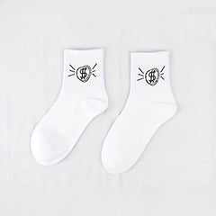 5 Pairs Cartoon Graffiti Socks Mid Tube Women's Stockings