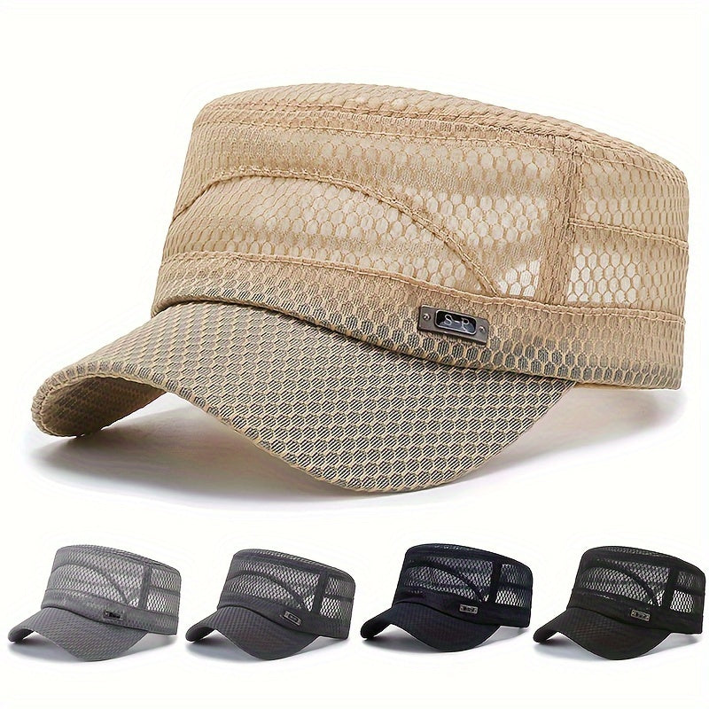 Breathable Mesh Sun Hat Fishing Hat Flat Top Outdoor Casual Hat