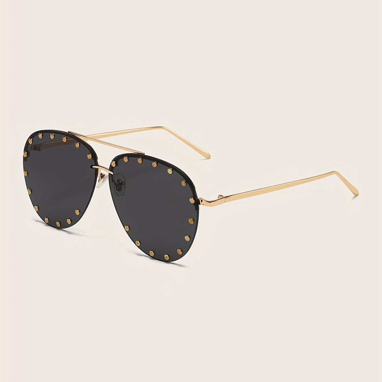 Men's Aviator Studded Metal Sunglasses