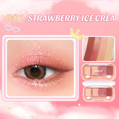 4 Colors Eyeshadow Palette Brown Berry Tone Matte Pearly Natural Finish