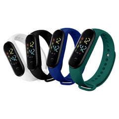 4pcs Touch Screen LED Sports Watches 24 Hour Display PVC Straps