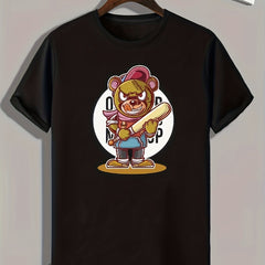 Bear Print Men's Graphic Tee for Summer