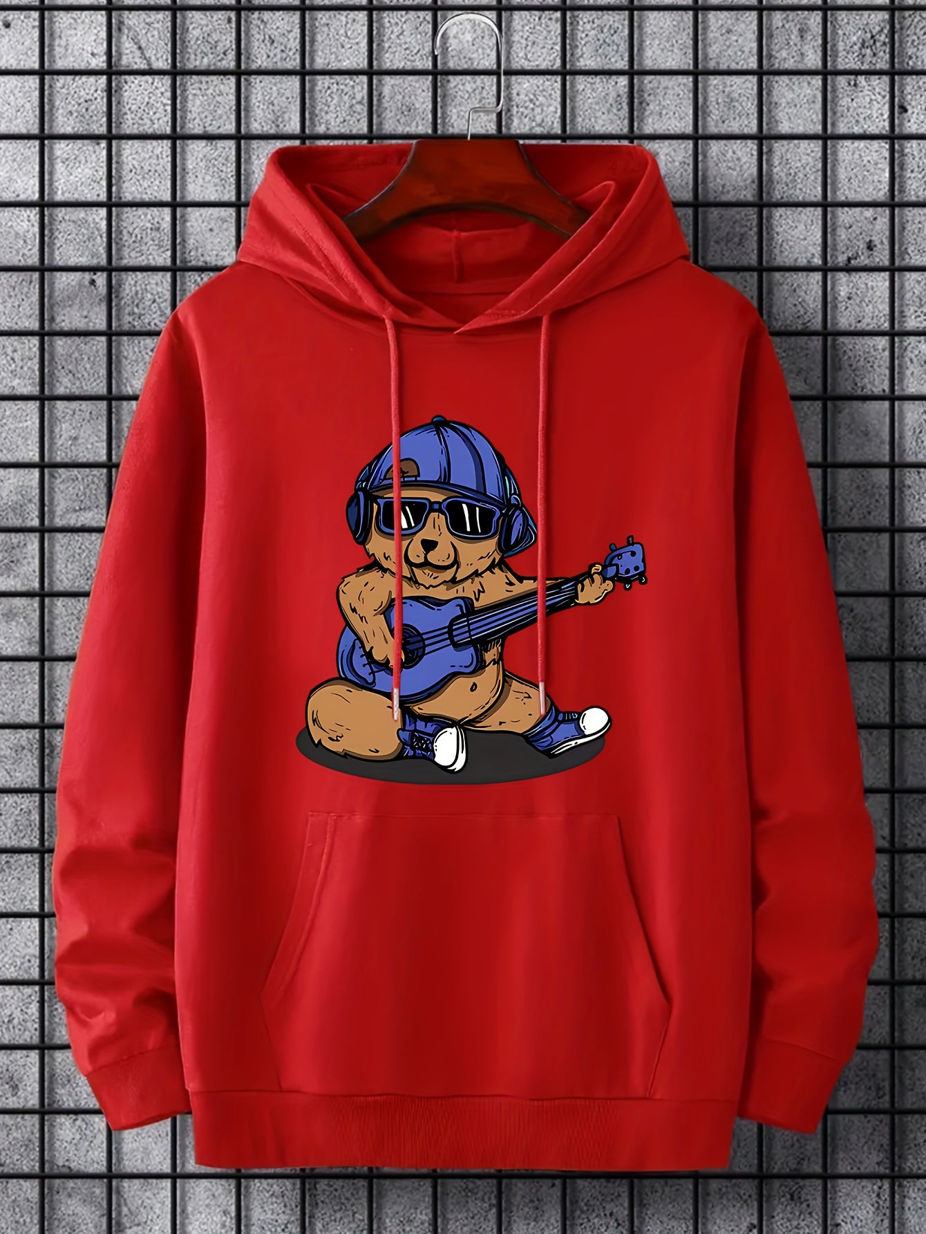 Men's Bear Guitarist Graphic Hoodie