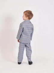 Baby Boys Gentleman 2pcs Suit Plaid Top With Bow Plaid Pants