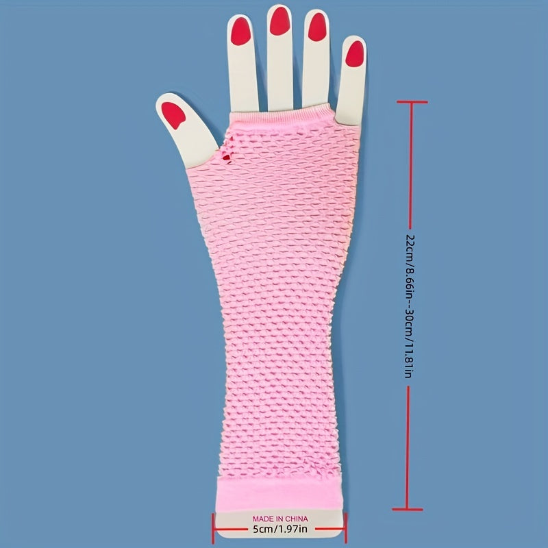 Y2K Punk Style Long Fingerless Fishnet Gloves for Parties