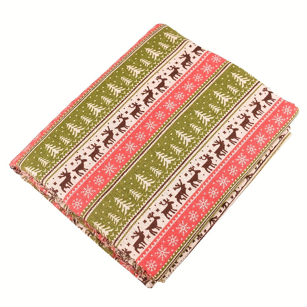 Christmas Series Cotton Linen Fabric DIY Quilting Sewing Material 50cmx152cm