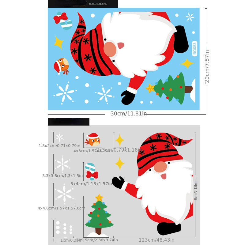 Santa Claus Reindeer Electrostatic Stickers Christmas Decor