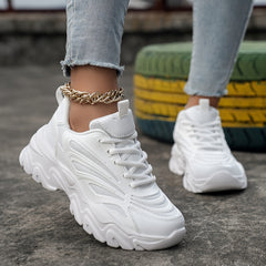 Solid Breathable Comfortable Heighten Chunky Sneakers for Women