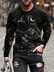 Hug Pattern Men's Long Sleeve Novelty T-shirt for Autumn