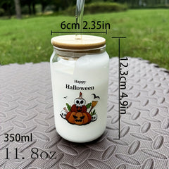 Christmas Halloween Glass Straw Cup Set 350ml & 550ml