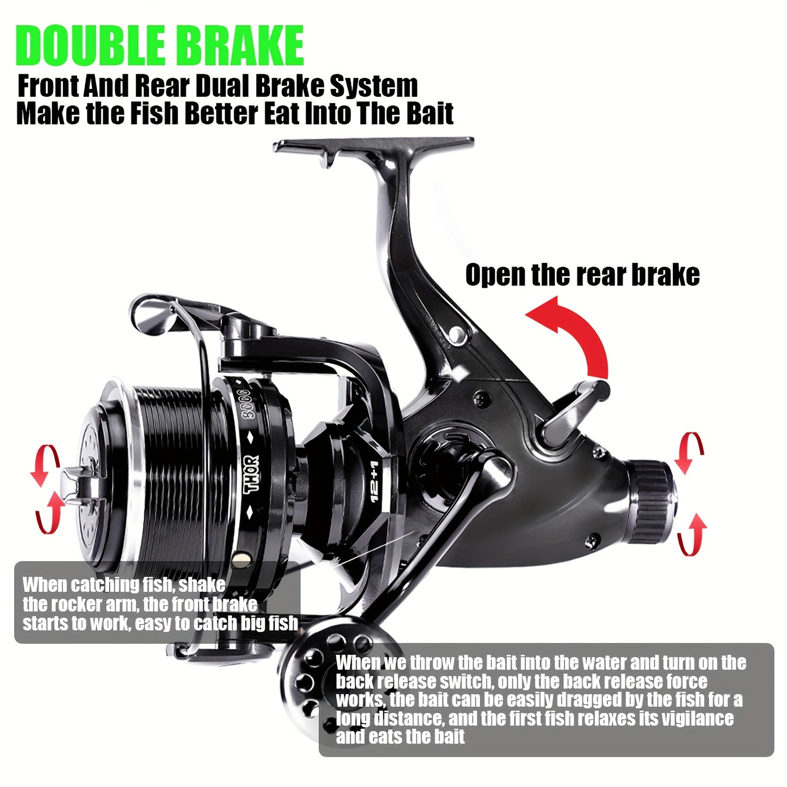 OUYALINE 1pc 4000 10000 Spinning Fishing Reel Strong Double Drag