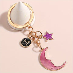 Star & Crescent Moon Keychain Bag Charm Gift For Mom Kids