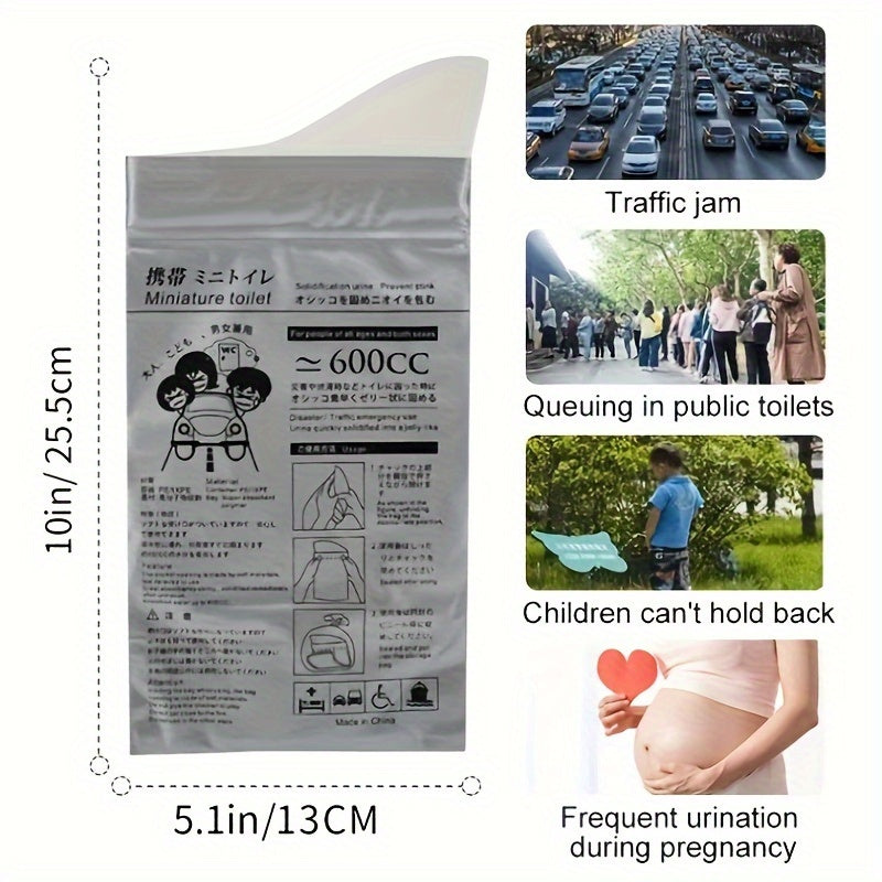 4pcs Car Toilet Emergency Urine Bag Disposable Outdoor Camping Toilet