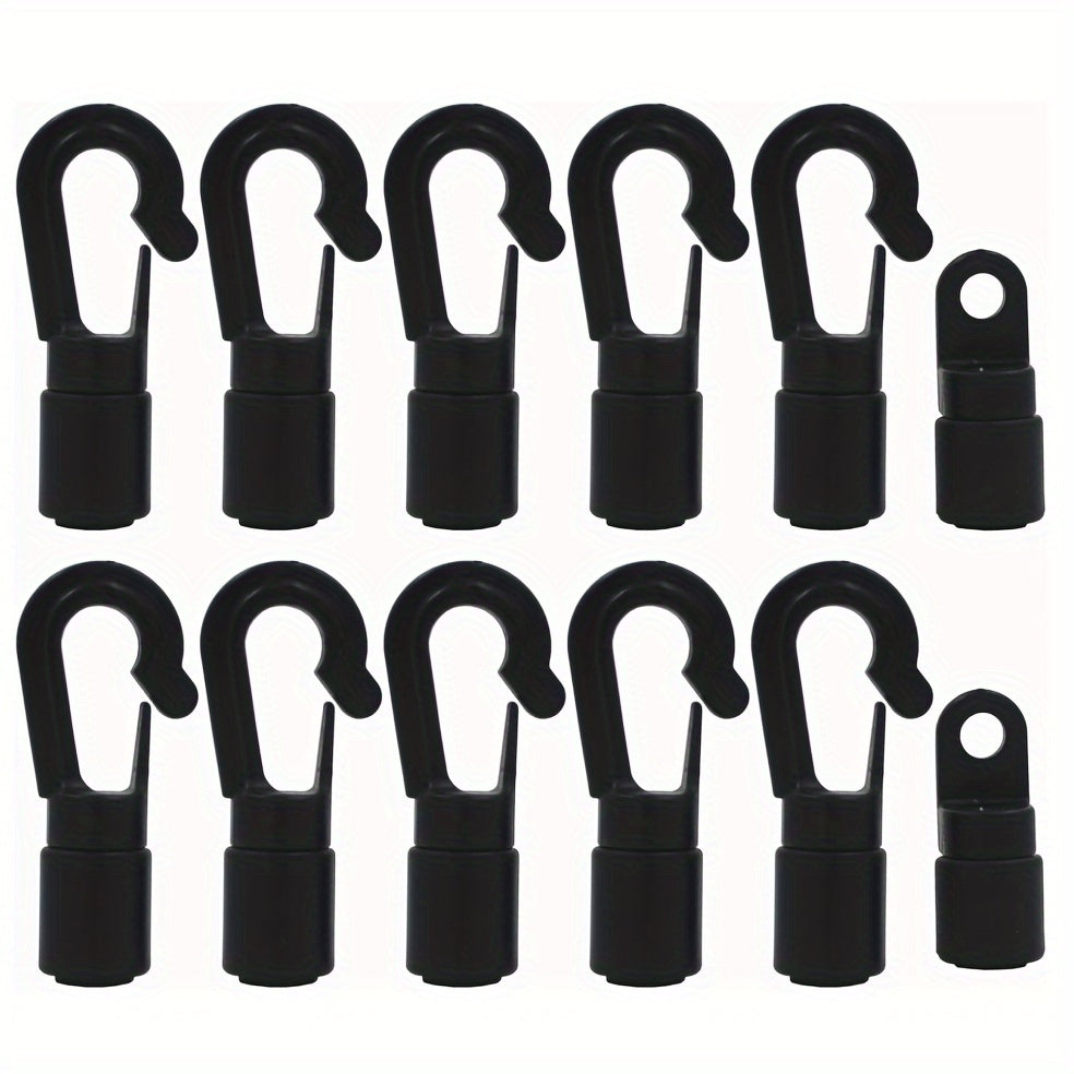 12pcs Bungee Shock Cord Hook Open End Hooks Plastic Rope Terminal Ends Hooks