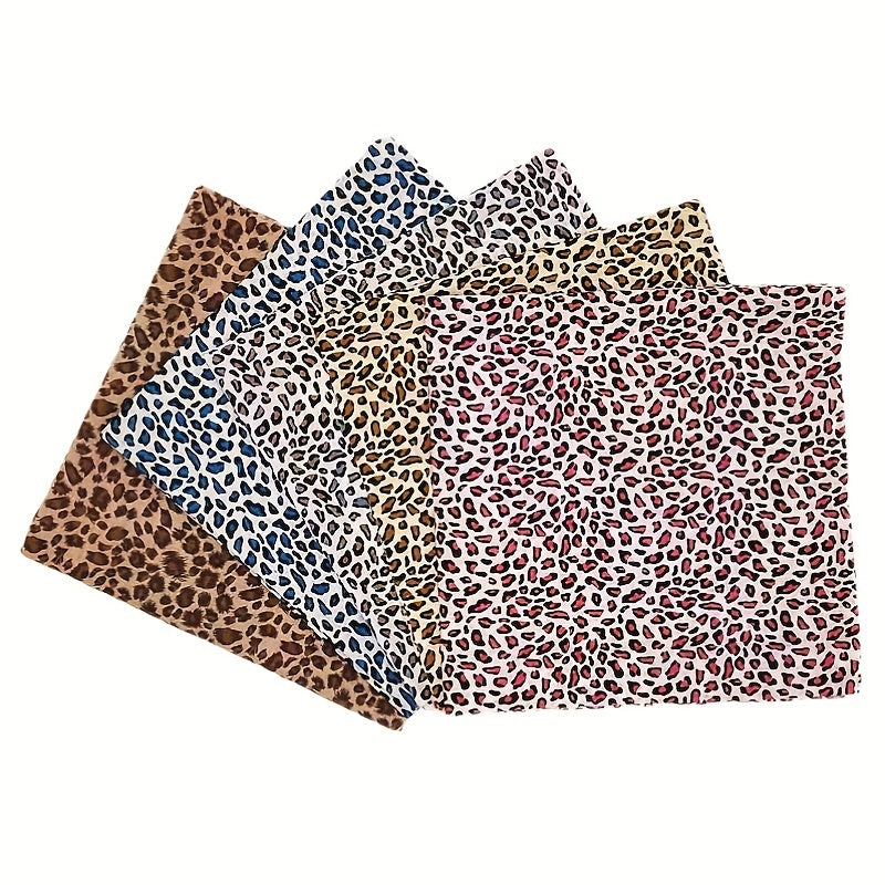 5 Pcs 9.8 X 9.8 Leopard Print Fabric Animal Quilting Cotton Patchwork