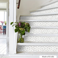 Boho Pattern Staircase Sticker 7pcs Waterproof Wallpaper 105x17