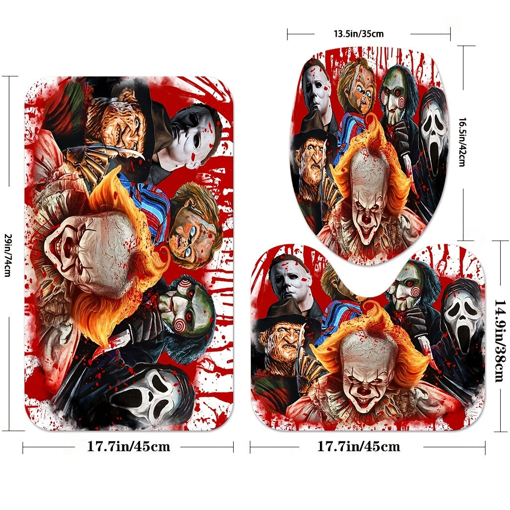 Horror Clown Style Shower Curtain Set