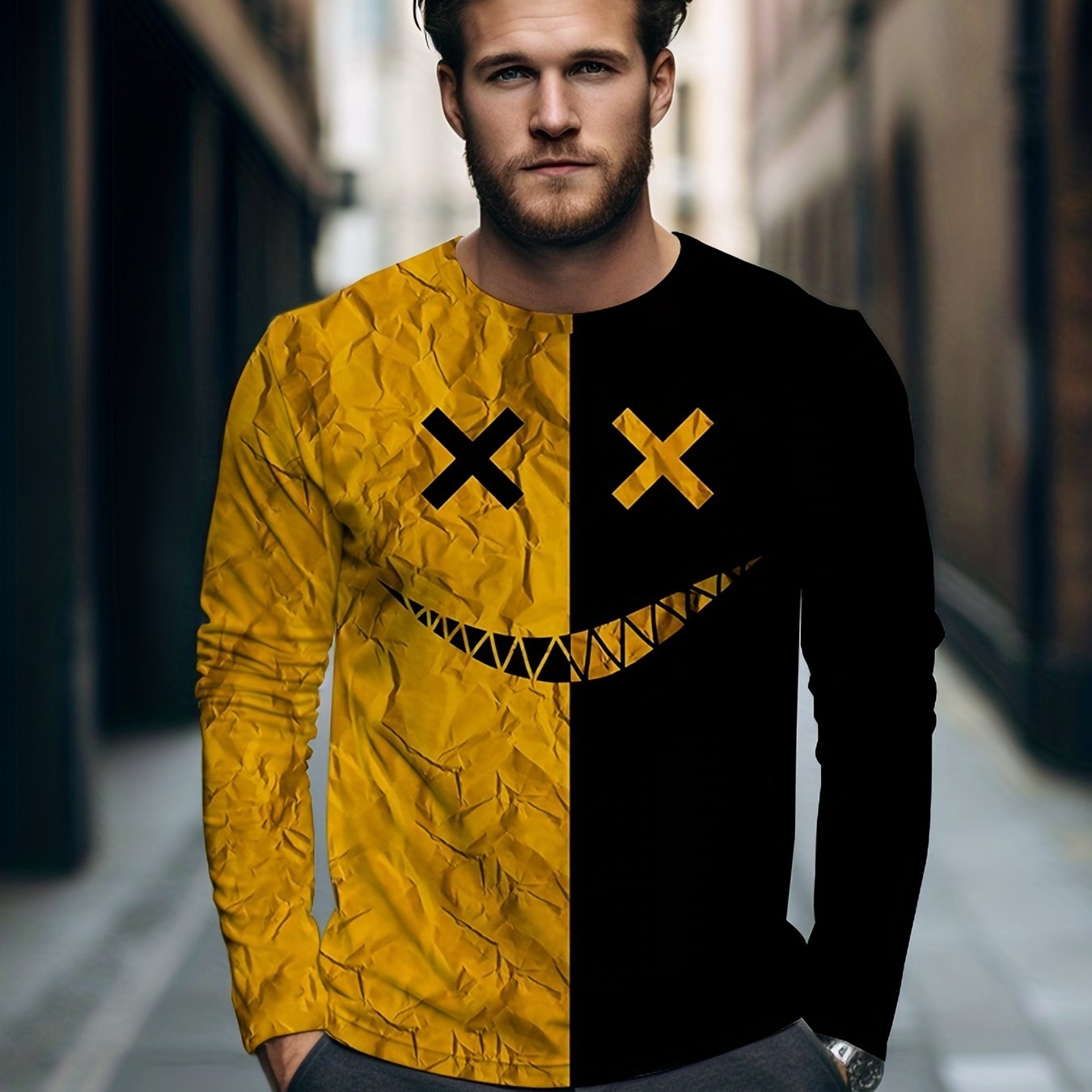 Men's Grimace Print Sports Long Sleeve Tee