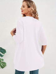 Solid Half Sleeve Open Front Cardigan