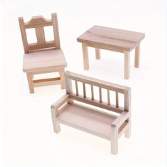 Wooden Backrest Chair Dollhouse Furniture Micro Scale Home Decor DIY