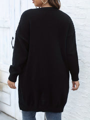Casual Cardigan Women's Plus Twist Knitted Long Sleeve Button Up
