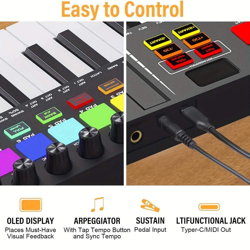 Portable Mini Midi Keyboard Controller Electronic Sound Controller