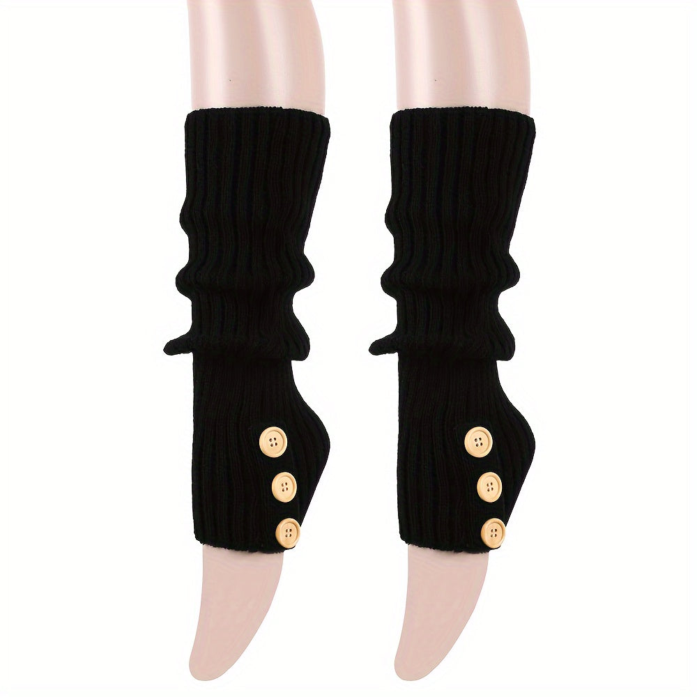 Warm Woolen Button Socks for Winter Long Boots Stacked Socks