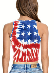 Graphic Print Tank Top Casual Crew Neck Independence Tank Top