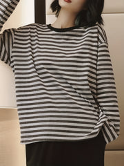 Striped Print Pajama Set Long Sleeve Top & Pants