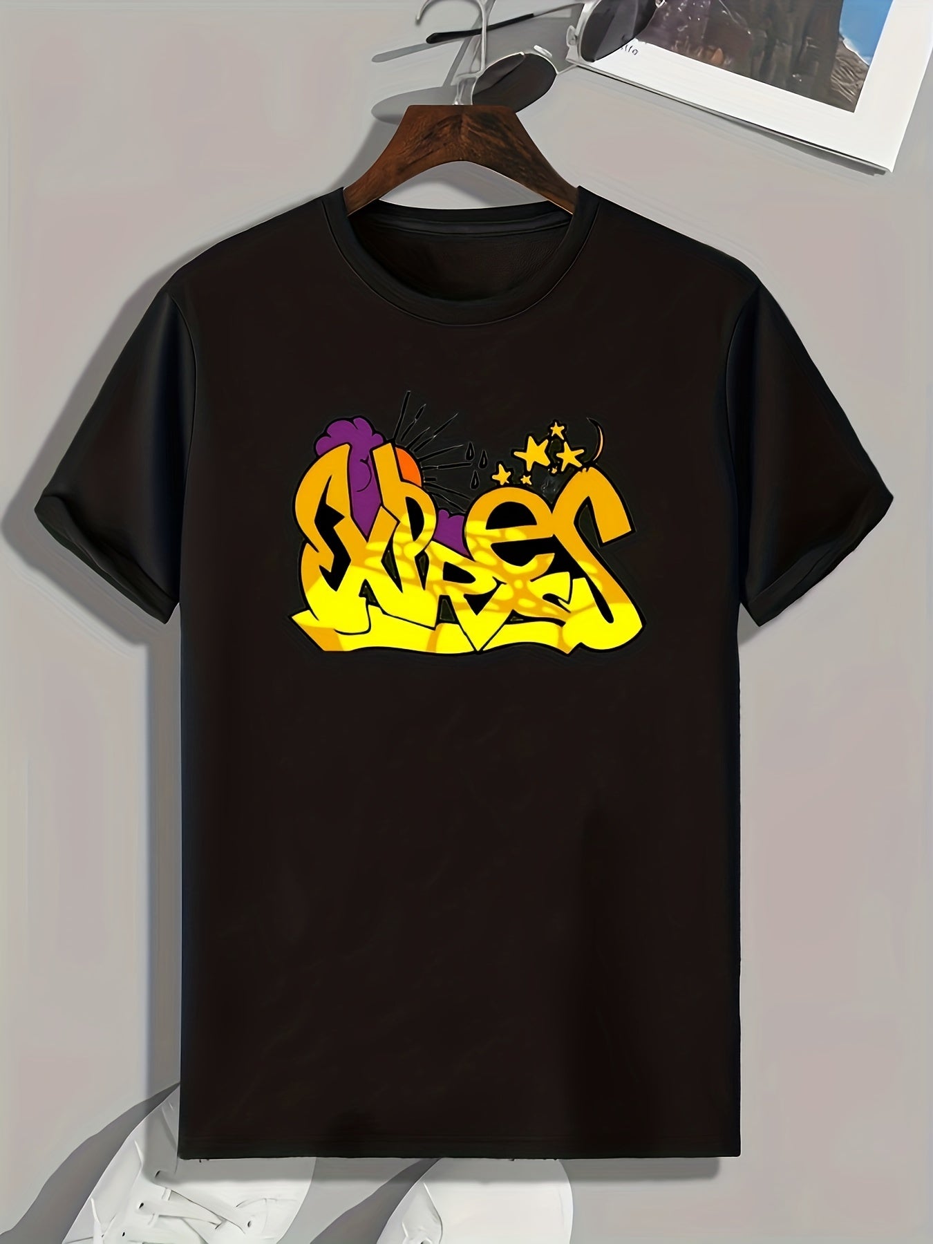 Men's Creative Letters Graphic Tee for Summer