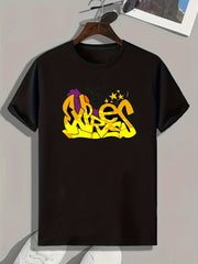 Men's Creative Letters Graphic Tee for Summer