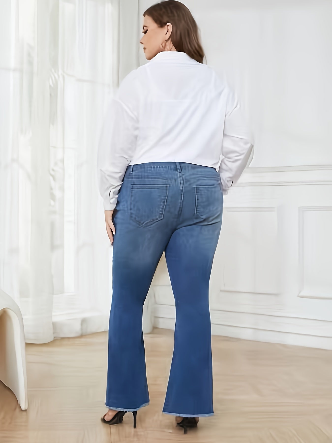 Ombre Ripped High Rise Flared Leg Jeans
