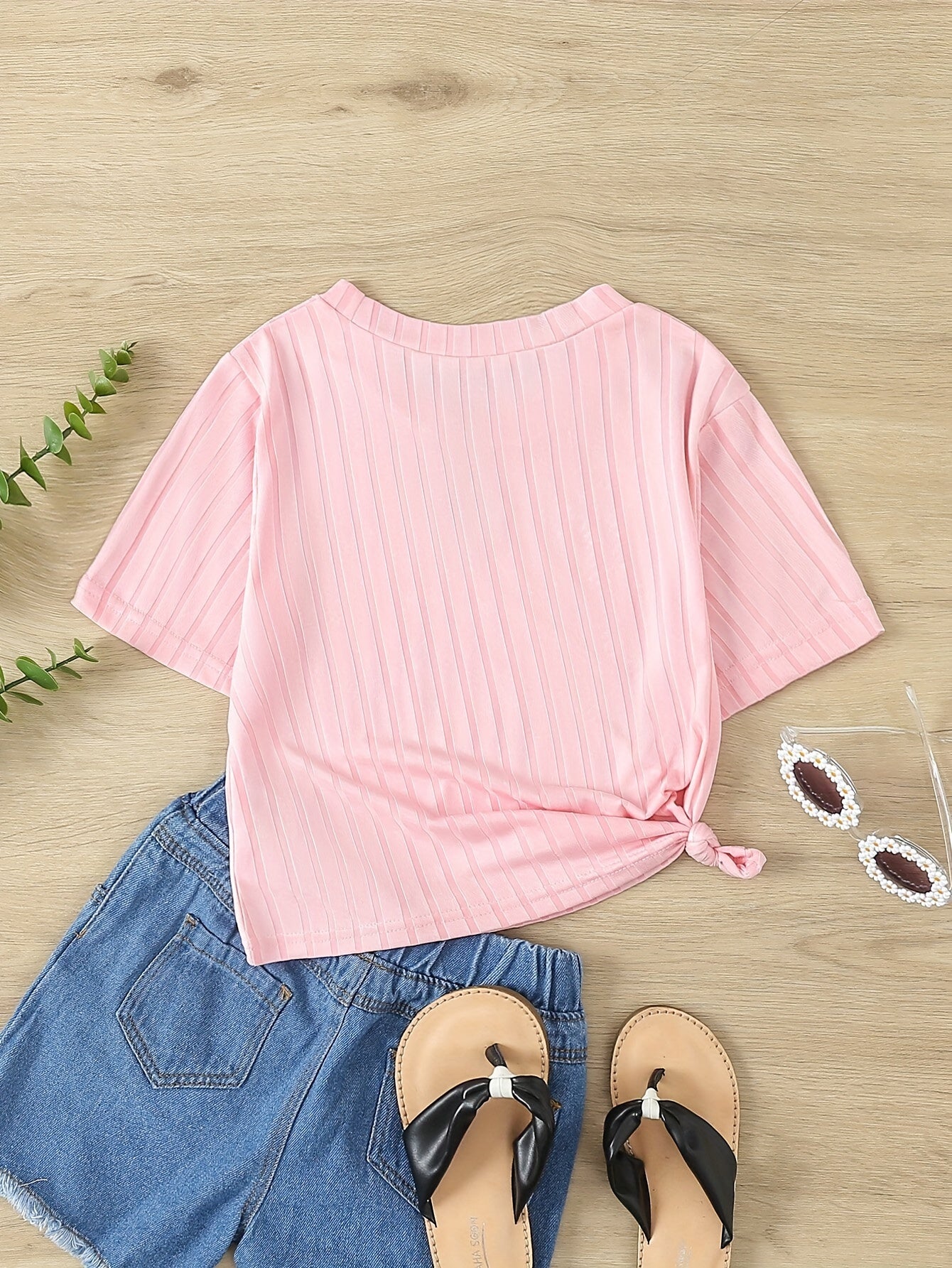 Girls Heart Hollow Short Sleeve T-shirt Summer Gift