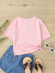 Girls Heart Hollow Short Sleeve T-shirt Summer Gift