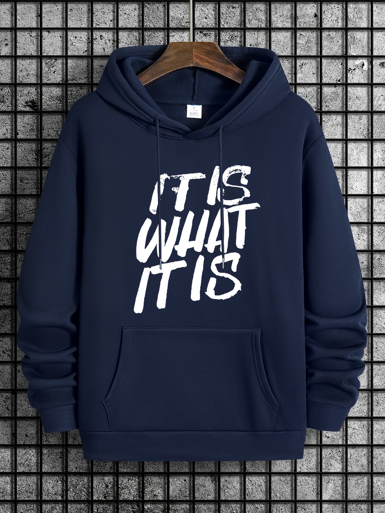 IT IS WHAT IT IS Print Hoodies For Men Graphic Sweatshirt With Kangaroo Pocket