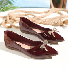 Women's Rhinestone & Bowknot Flat Shoes Point Toe Dress Shoes