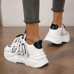 Women's Knit Mesh Sneakers Low Top Platform Shoes