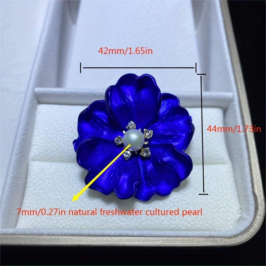 7mm Freshwater Pearl Royal Flower Brooch for Clothes Hat Party Gift