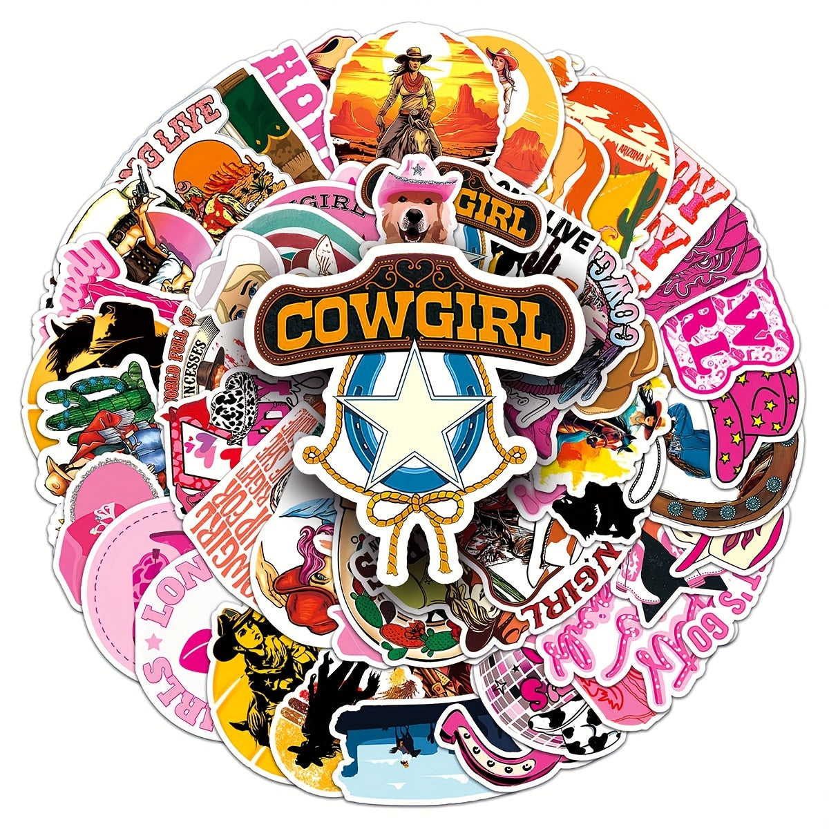 50pcs Cowgirl Cartoon Graffiti Stickers Waterproof Sticker