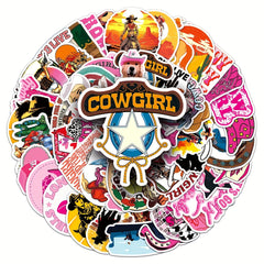 50pcs Cowgirl Cartoon Graffiti Stickers Waterproof Sticker
