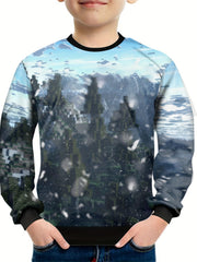 Teens 3D Snowy Jungle Print Sweatshirt Kids Pullover Street Wear